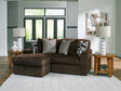 Midnight-Madness Chocolate 2-Piece Sectional with Left Chaise by Ashley at Eve Furniture