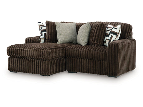 Midnight-Madness Chocolate 2-Piece Sectional with Left Chaise by Ashley at Eve Furniture