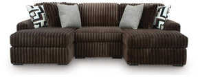 Midnight-Madness Chocolate 3-Piece Double Chaise Sectional by Ashley at Eve Furniture