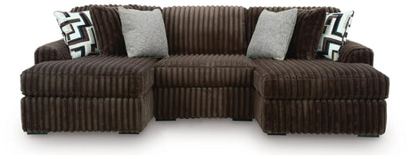 Midnight-Madness Chocolate 3-Piece Double Chaise Sectional by Ashley at Eve Furniture
