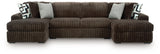 Midnight-Madness Chocolate 3-Piece Sectional with Chaise by Ashley at Eve Furniture