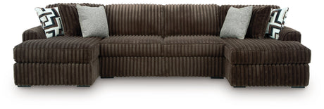 Midnight-Madness Chocolate 3-Piece Sectional with Chaise by Ashley at Eve Furniture