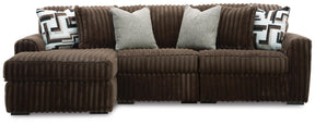 Midnight-Madness Chocolate 3-Piece Sectional with Chaise by Ashley at Eve Furniture
