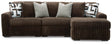 Midnight-Madness Chocolate 3-Piece Sectional with Chaise by Ashley at Eve Furniture
