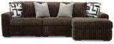 Midnight-Madness Chocolate 3-Piece Sectional with Chaise by Ashley at Eve Furniture