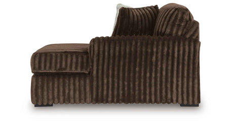 Midnight-Madness Chocolate 3-Piece Sectional with Ottoman by Ashley at Eve Furniture