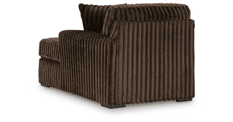 Midnight-Madness Chocolate 3-Piece Sectional with Ottoman by Ashley at Eve Furniture