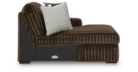 Midnight-Madness Chocolate 3-Piece Sectional with Ottoman by Ashley at Eve Furniture