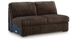 Midnight-Madness Chocolate 3-Piece Sectional with Ottoman by Ashley at Eve Furniture