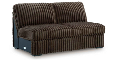Midnight-Madness Chocolate 3-Piece Sectional with Ottoman by Ashley at Eve Furniture