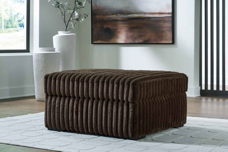 Midnight-Madness Chocolate 3-Piece Sectional with Ottoman by Ashley at Eve Furniture