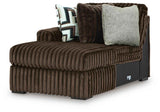 Midnight-Madness Chocolate 3-Piece Sectional with Ottoman by Ashley at Eve Furniture
