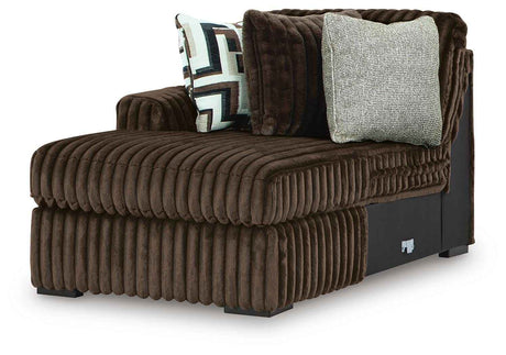 Midnight-Madness Chocolate 3-Piece Sectional with Ottoman by Ashley at Eve Furniture