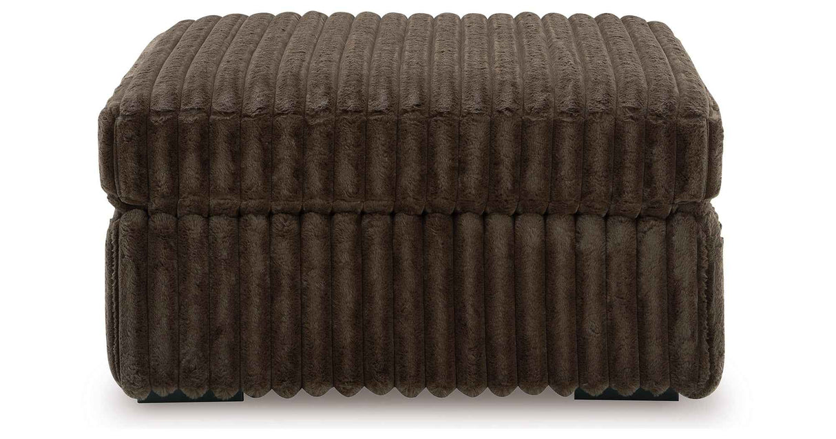 Midnight-Madness Chocolate 3-Piece Sectional with Ottoman by Ashley at Eve Furniture