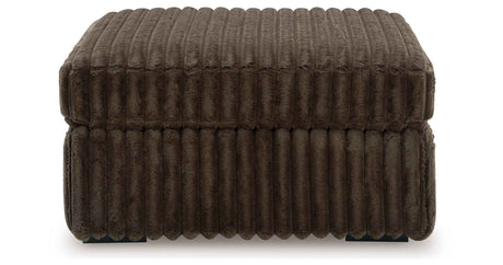 Midnight-Madness Chocolate 3-Piece Sectional with Ottoman by Ashley at Eve Furniture