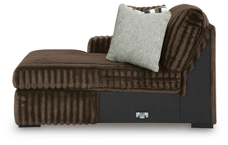 Midnight-Madness Chocolate 3-Piece Sectional with Ottoman by Ashley at Eve Furniture