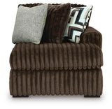 Midnight-Madness Chocolate 3-Piece Sectional with Ottoman by Ashley at Eve Furniture