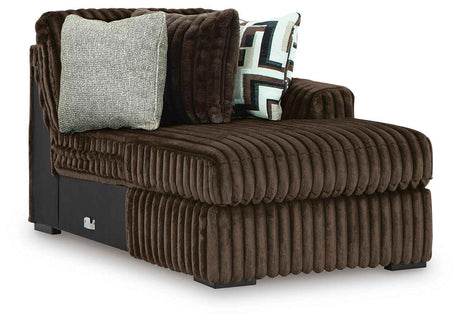 Midnight-Madness Chocolate 3-Piece Sectional with Ottoman by Ashley at Eve Furniture