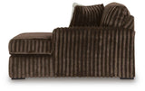 Midnight-Madness Chocolate 3-Piece Sectional with Ottoman by Ashley at Eve Furniture