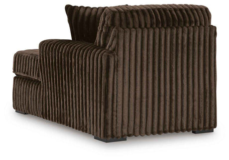 Midnight-Madness Chocolate 3-Piece Sectional with Ottoman by Ashley at Eve Furniture