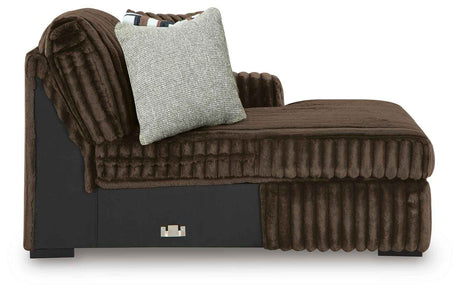 Midnight-Madness Chocolate 3-Piece Sectional with Ottoman by Ashley at Eve Furniture