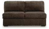 Midnight-Madness Chocolate 3-Piece Sectional with Ottoman by Ashley at Eve Furniture