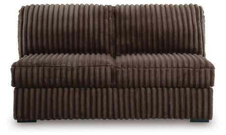 Midnight-Madness Chocolate 3-Piece Sectional with Ottoman by Ashley at Eve Furniture