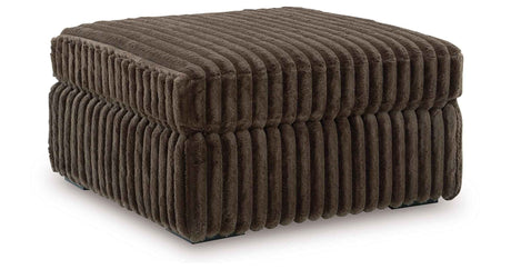 Midnight-Madness Chocolate 3-Piece Sectional with Ottoman by Ashley at Eve Furniture