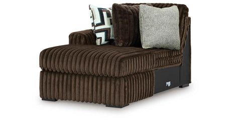 Midnight-Madness Chocolate 3-Piece Sectional with Ottoman by Ashley at Eve Furniture