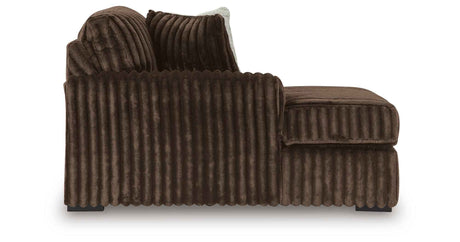 Midnight-Madness Chocolate 3-Piece Sectional with Ottoman by Ashley at Eve Furniture