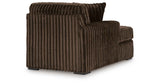 Midnight-Madness Chocolate 3-Piece Sectional with Ottoman by Ashley at Eve Furniture