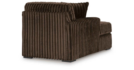 Midnight-Madness Chocolate 3-Piece Sectional with Ottoman by Ashley at Eve Furniture