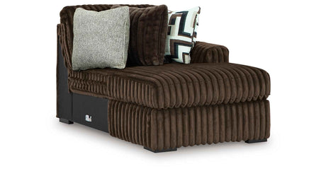 Midnight-Madness Chocolate 3-Piece Sectional with Ottoman by Ashley at Eve Furniture