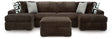Midnight-Madness Chocolate 3-Piece Sectional with Ottoman by Ashley at Eve Furniture