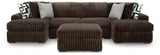 Midnight-Madness Chocolate 3-Piece Sectional with Ottoman by Ashley at Eve Furniture