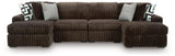 Midnight-Madness Chocolate 4-Piece Double Chaise Sectional by Ashley at Eve Furniture
