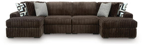 Midnight-Madness Chocolate 4-Piece Double Chaise Sectional by Ashley at Eve Furniture