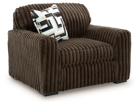 Midnight-Madness Chocolate 4-Piece Sectional and Oversized Chair by Ashley at Eve Furniture