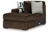 Midnight-Madness Chocolate 4-Piece Sectional and Oversized Chair by Ashley at Eve Furniture