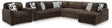 Midnight-Madness Chocolate 4-Piece Sectional and Oversized Chair by Ashley at Eve Furniture
