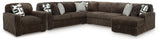 Midnight-Madness Chocolate 4-Piece Sectional and Oversized Chair by Ashley at Eve Furniture