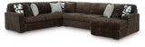 Midnight-Madness Chocolate 4-Piece Sectional with RAF Chaise by Ashley at Eve Furniture