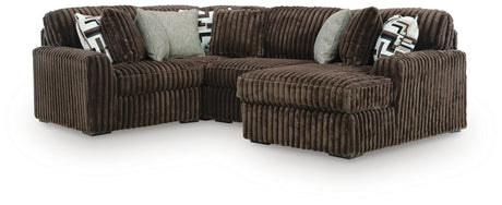 Midnight-Madness Chocolate 4-Piece Sectional with Chaise by Ashley at Eve Furniture