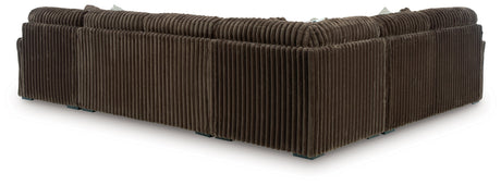 Midnight-Madness Chocolate 4-Piece Sectional with RAF Chaise by Ashley at Eve Furniture
