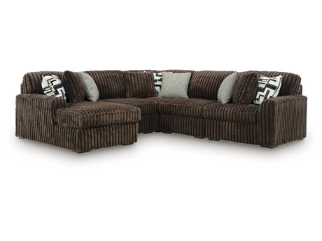Midnight-Madness Chocolate 5-Piece Sectional with Left Chaise by Ashley at Eve Furniture