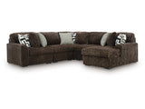 Midnight-Madness Chocolate 5-Piece Sectional with Right Chaise by Ashley at Eve Furniture