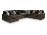 Midnight-Madness Chocolate 6-Piece Sectional with Left Chaise by Ashley at Eve Furniture