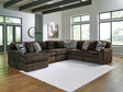 Midnight-Madness Chocolate 6-Piece Sectional with Left Chaise by Ashley at Eve Furniture