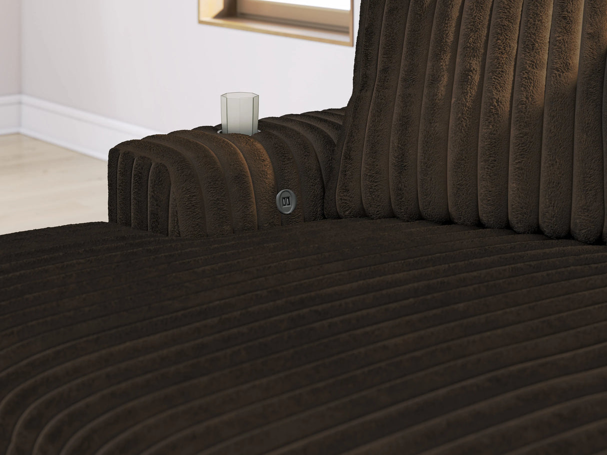Midnight-Madness Chocolate Oversized Chaise by Ashley at Eve Furniture