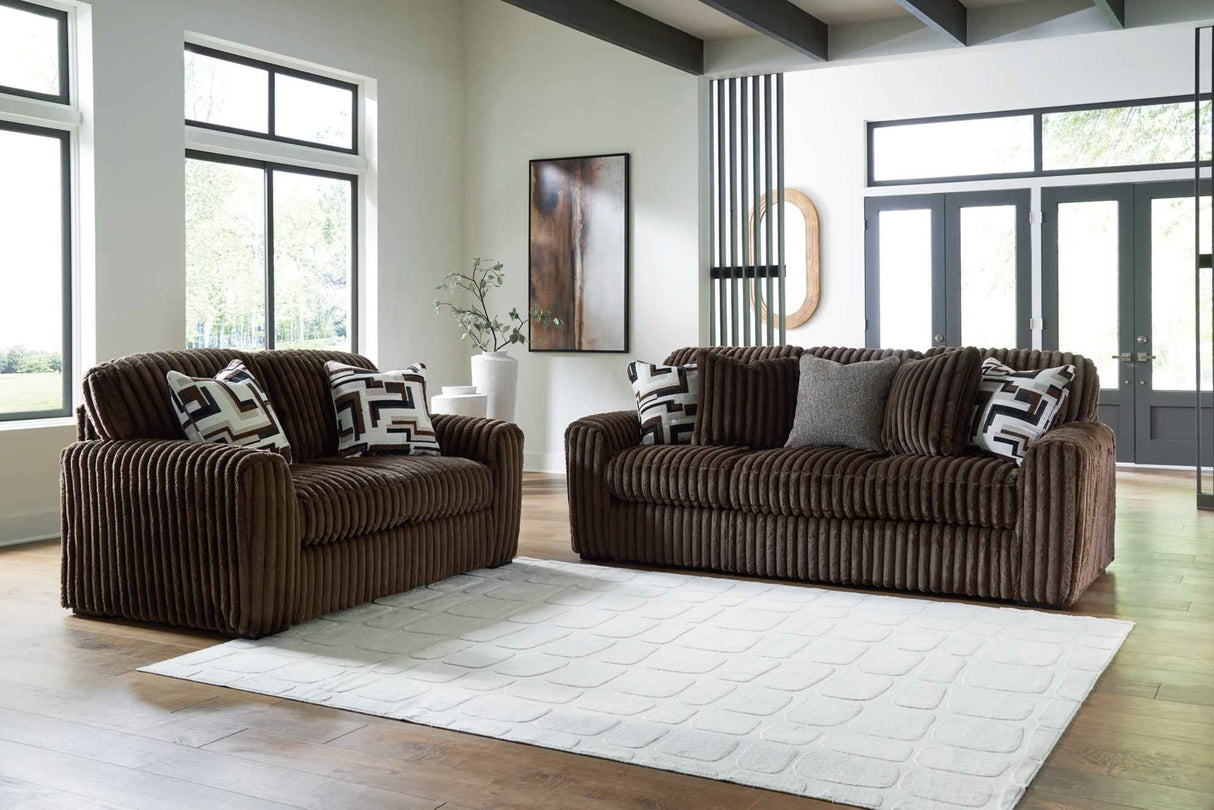 Midnight-Madness Chocolate Living Room Set by Ashley at Eve Furniture